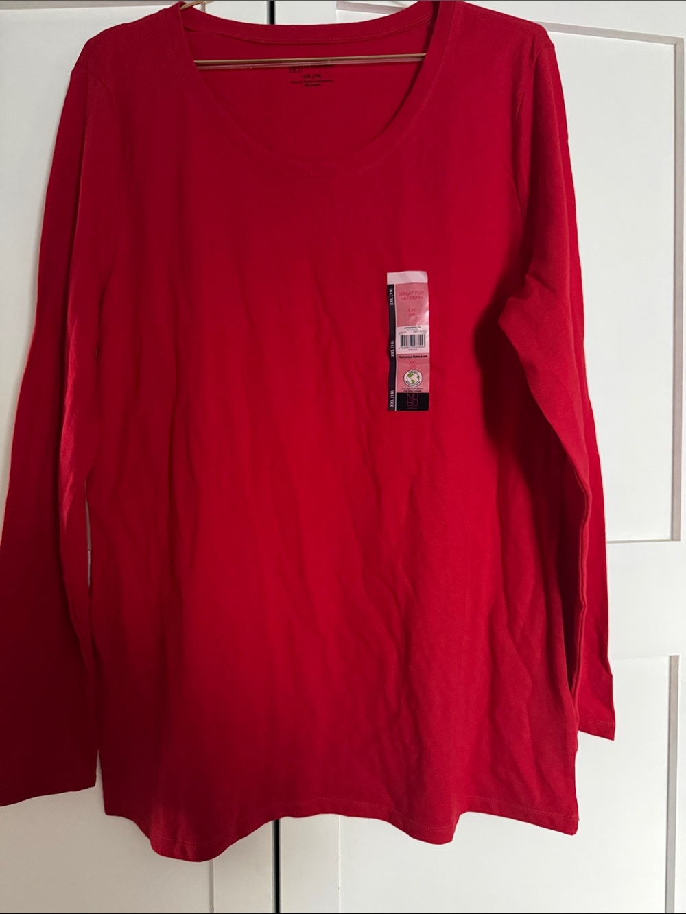 Women’s XXL No Boundaries Red Crew Neck Long Sleeve Tee - Picture 1 of 3
